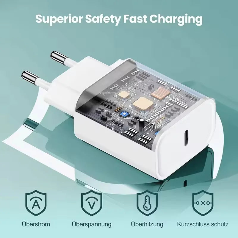 PD 40W Charger USB C Fast Charging Cable For iPhone 17 16 15 Pro Max