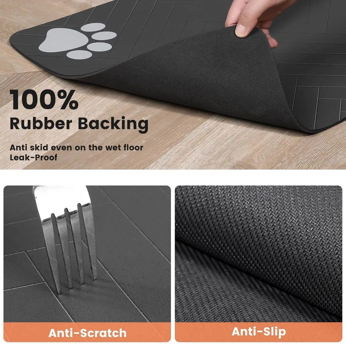 Pet Feeding Mat-Absorbent Pet Placemat Rubber for Dog Cat with Waterproof