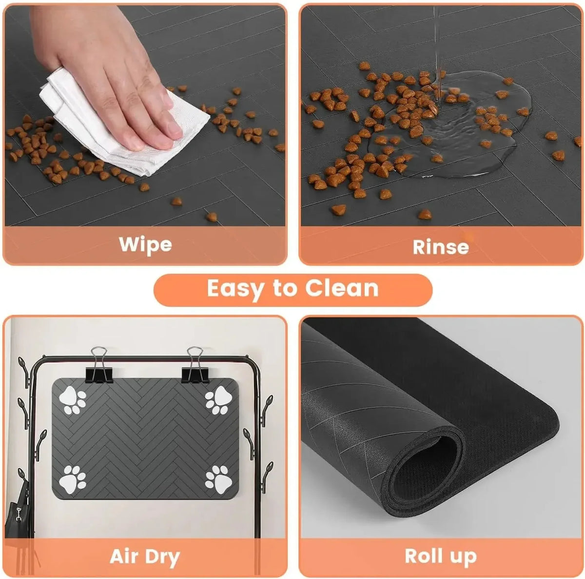 Pet Feeding Mat-Absorbent Pet Placemat Rubber for Dog Cat with Waterproof