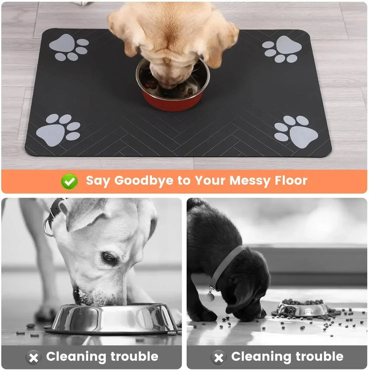 Pet Feeding Mat-Absorbent Pet Placemat Rubber for Dog Cat with Waterproof