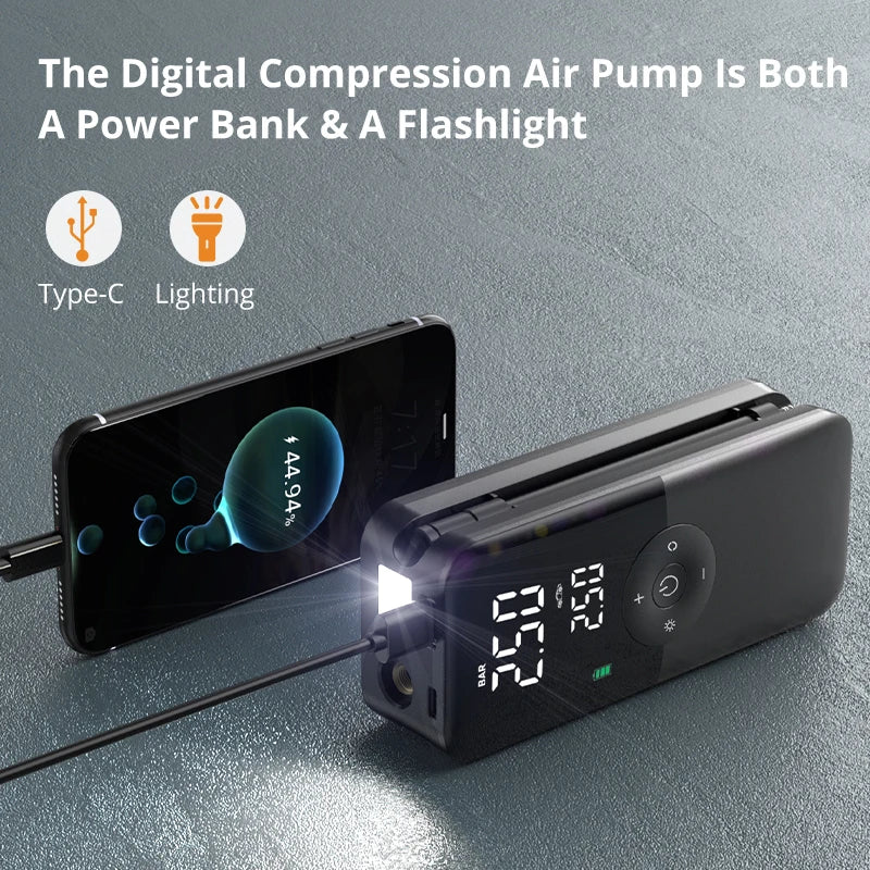 Rechargeable Air Pump Tire Inflator Portable Compressor Digital Cordless Car Tyre Inflator For Motocycle Bicycle Balls