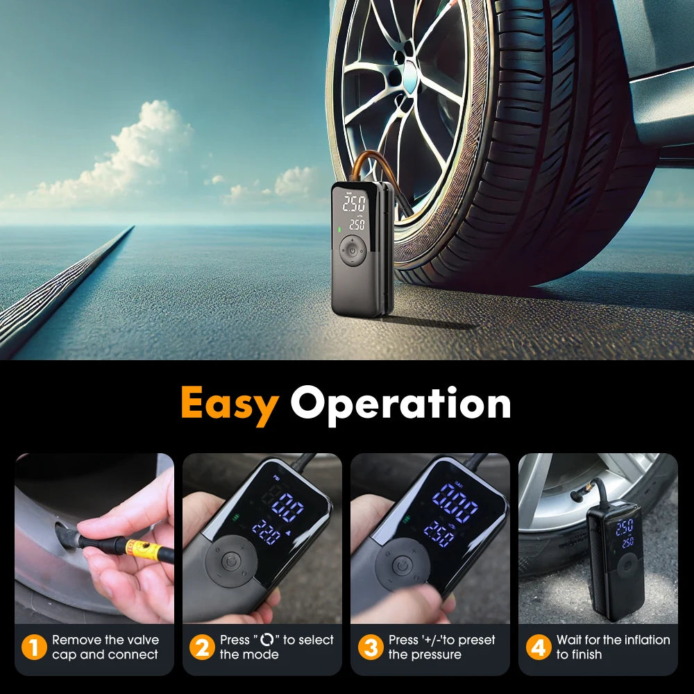 Rechargeable Air Pump Tire Inflator Portable Compressor Digital Cordless Car Tyre Inflator For Motocycle Bicycle Balls