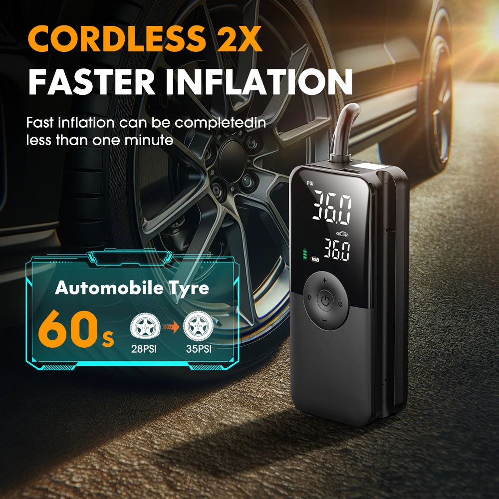 Rechargeable Air Pump Tire Inflator Portable Compressor Digital Cordless Car Tyre Inflator For Motocycle Bicycle Balls