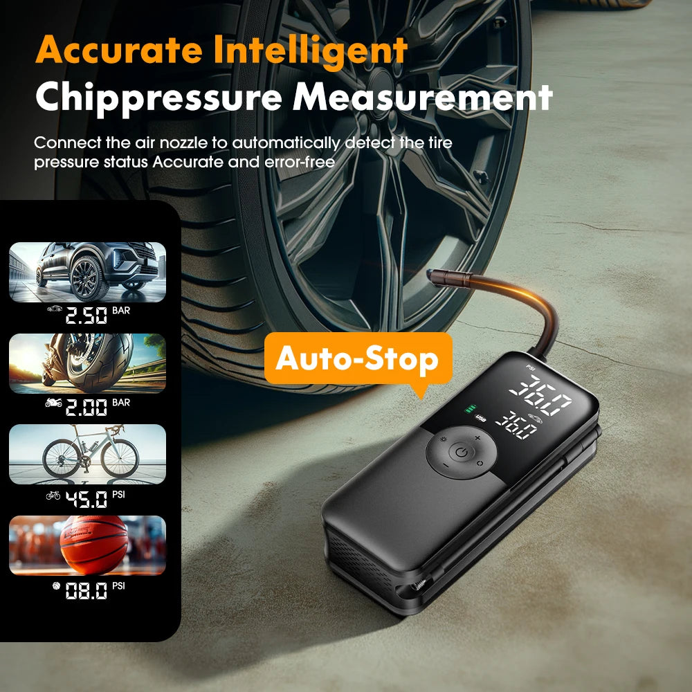 Rechargeable Air Pump Tire Inflator Portable Compressor Digital Cordless Car Tyre Inflator For Motocycle Bicycle Balls